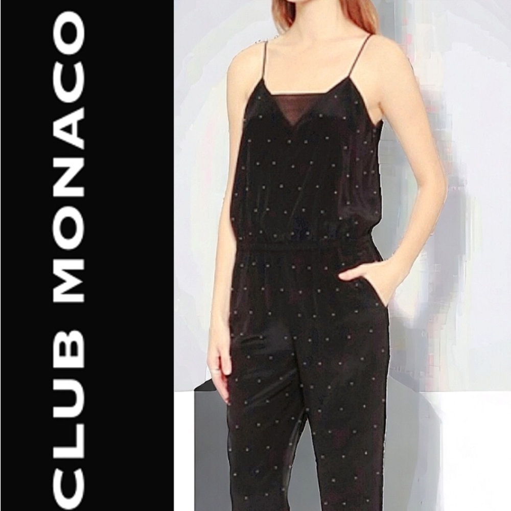 CLUB MONACO Lana hand beaded pearled silk jumpsuit with spaghetti straps size 00 - Picture 5 of 14